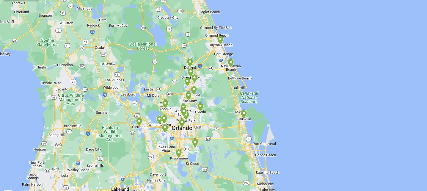 Pressure Washing near me Central Florida Locations Map
